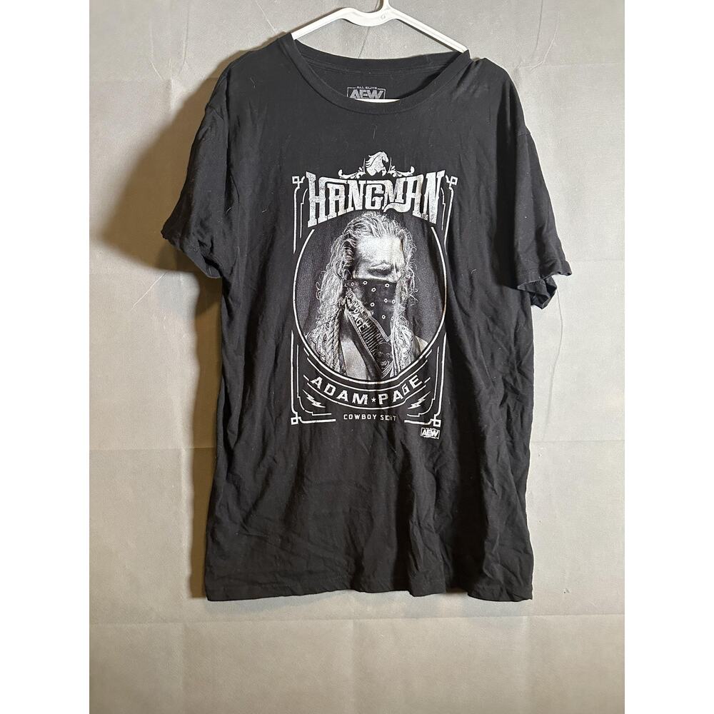 AEW Adam Page Hangman Shirt Mens Large Black Cowboy Sht Wrestling T-Shirt Tee